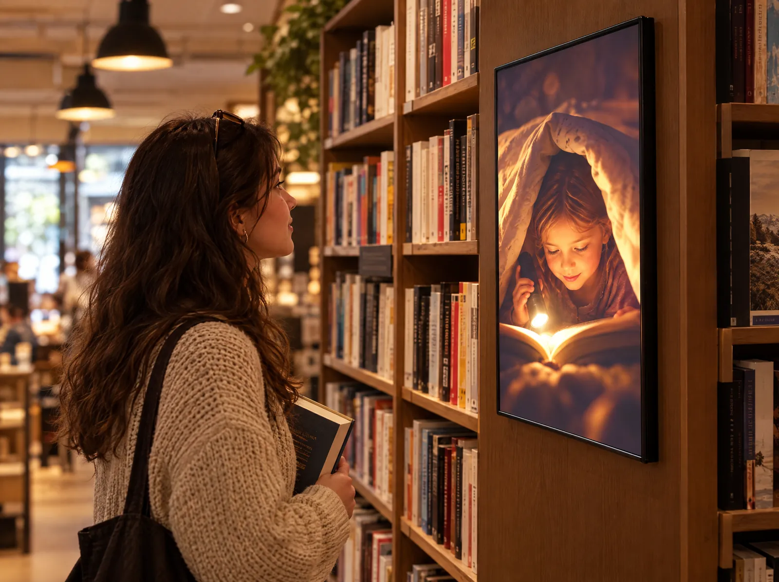 Клієнти біля рамки LEDMESEE — Книжкова новинка, яку неможливо проґавити.